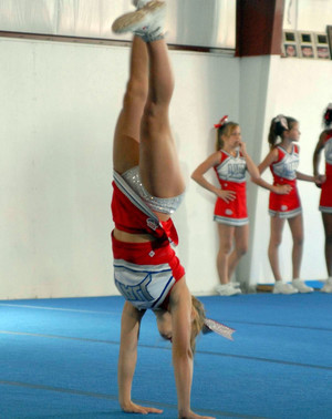 Teens cheerleaders during training..